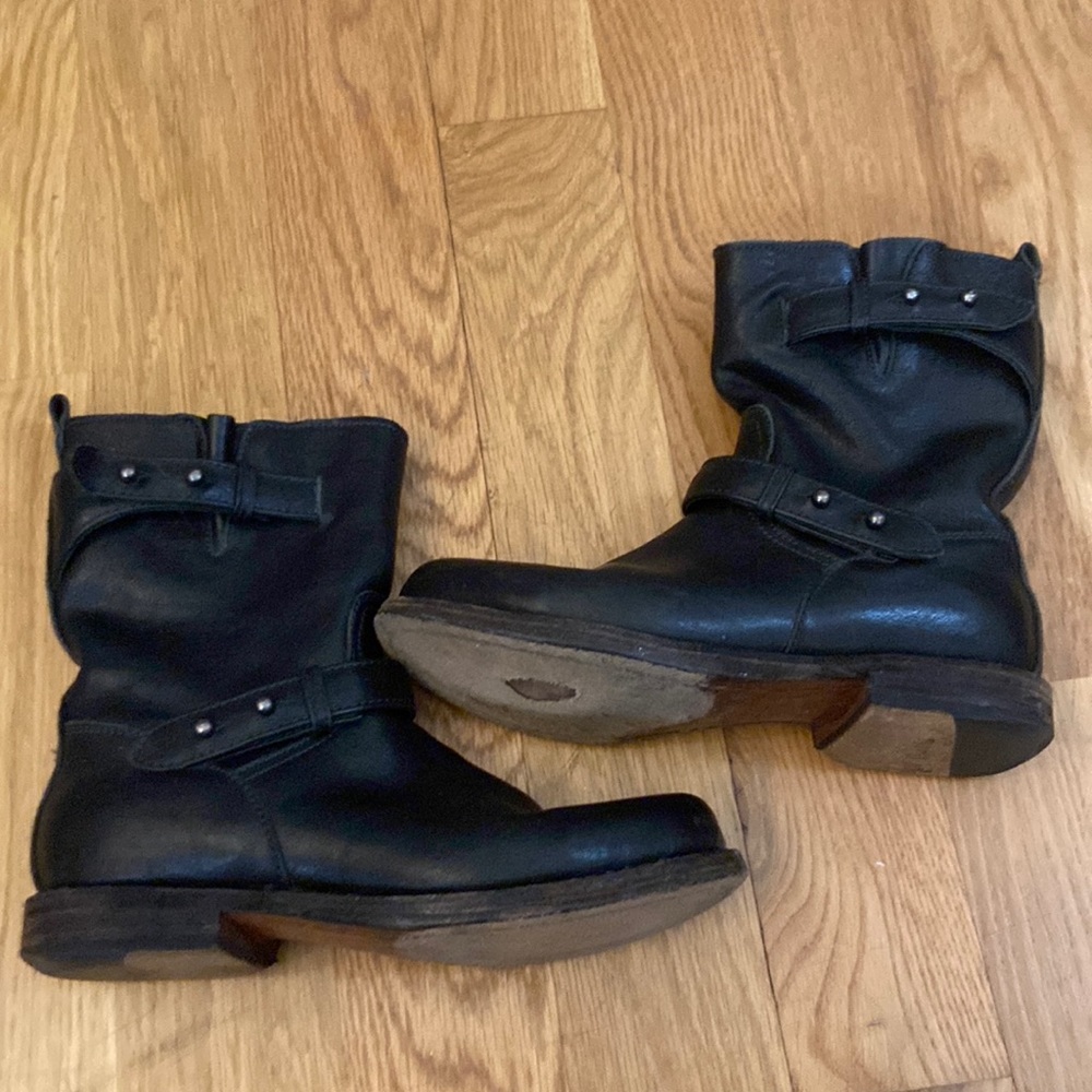 rag & bone Black Leather Moto Boots Size 37